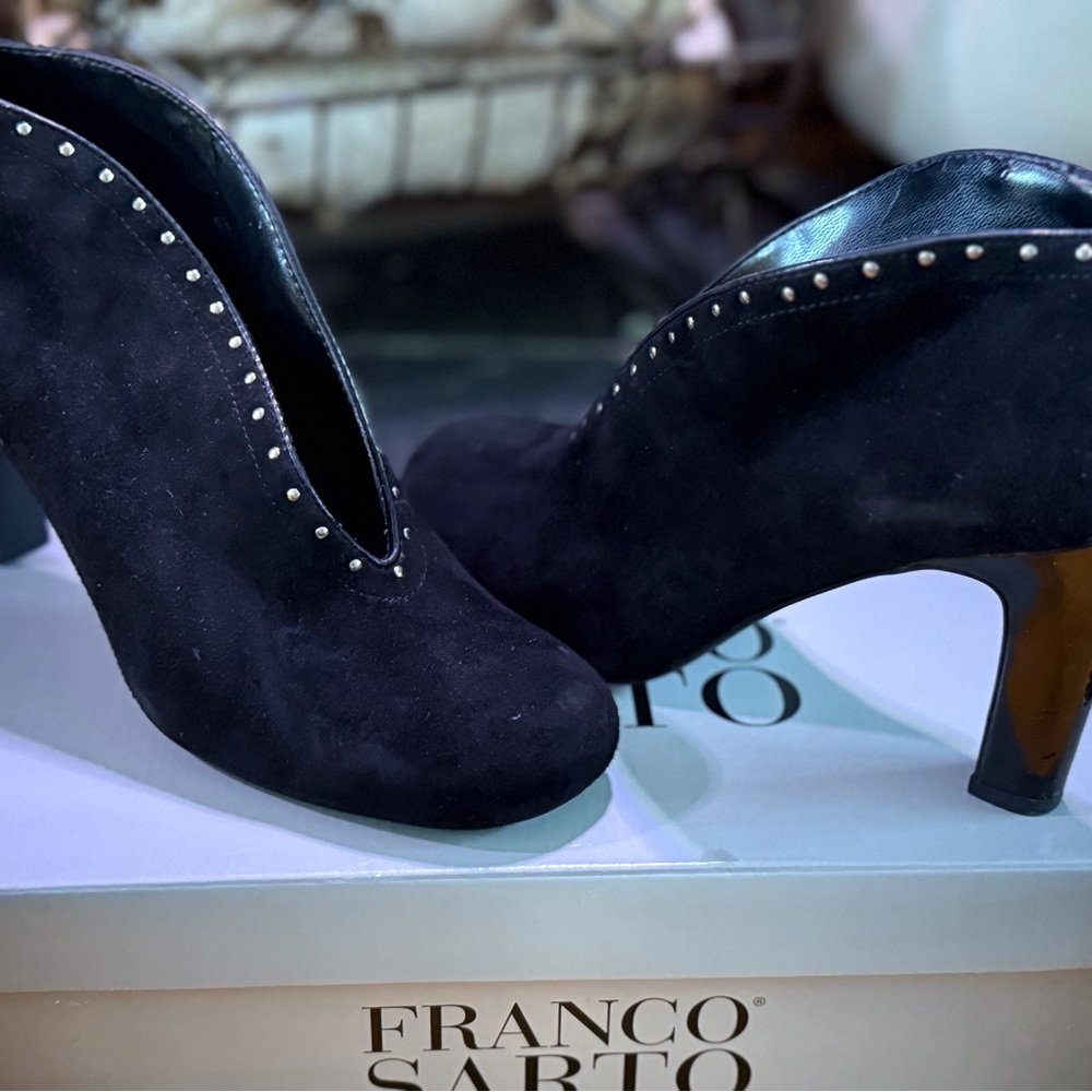 Franco Sarto Black Studded Heeled Boots
